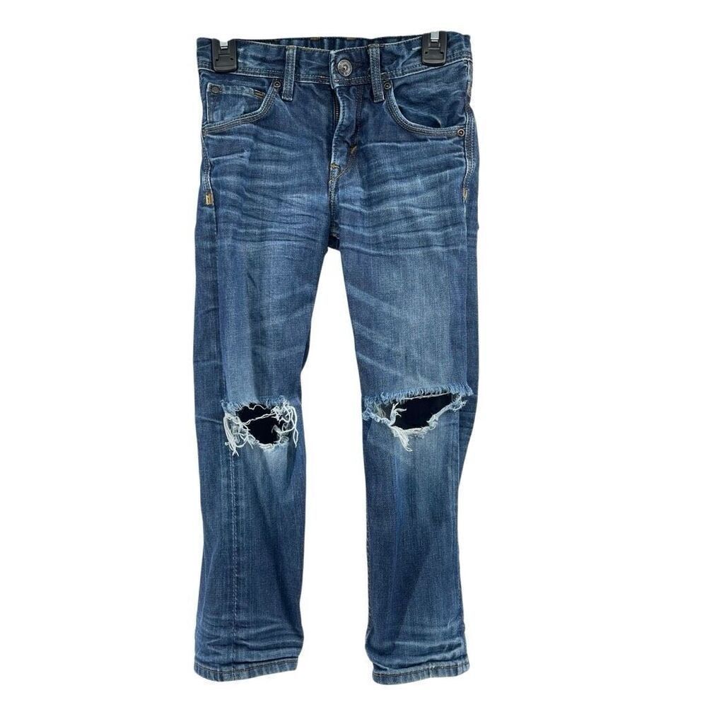 &Denim H&M Boys Relaxed Straight Leg Distressed Medium Wash Jeans Size 6-7Y